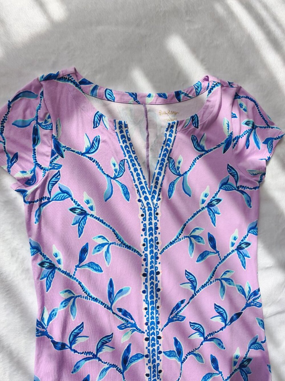 Lilly Pulitzer Elephant Print Dress Pink Blue Palm Shift Mini Size L - Picture 8 of 13